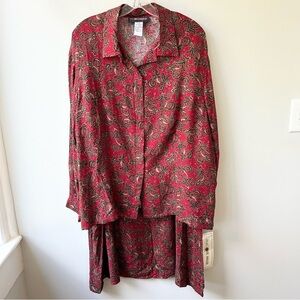 NWT Vintage Sag Harbor rayon 2pc skirt set with long sleeved shirt & maxi skirt